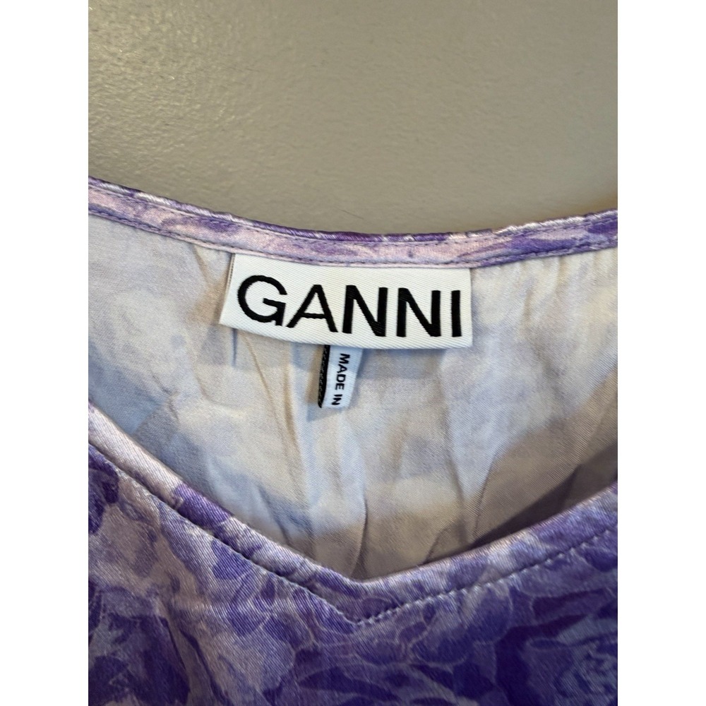 Ganni Satin Floral Tank Size 38 Purple Floral - Picture 2 of 4